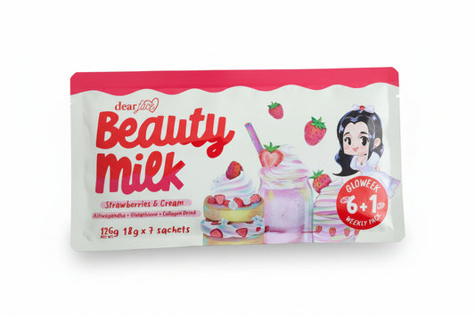 DEARFACE BEAUTY MILK GLOWEEK STRAWBERRIES & CREAM 7-SACHET