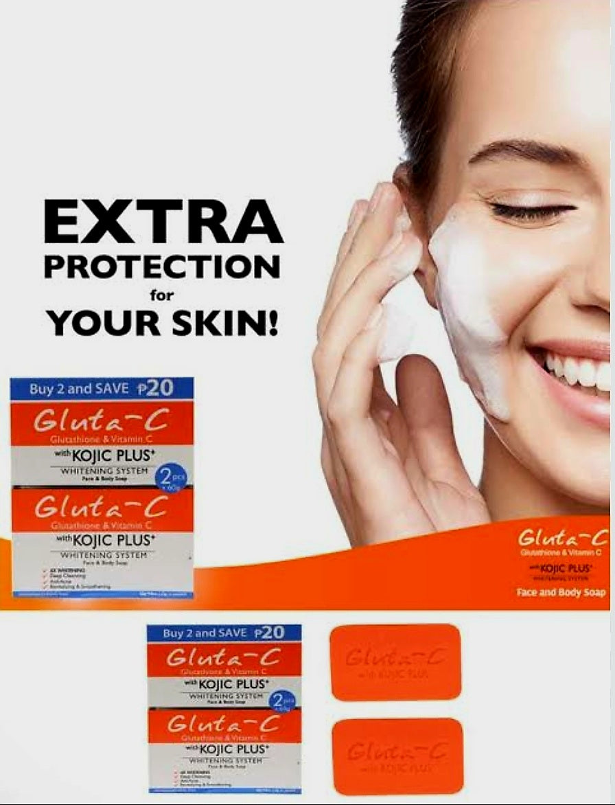 GLUTA-C Kojic Plus 4x Whitening TWINPACK FACE & BODY SOAP 60g×2