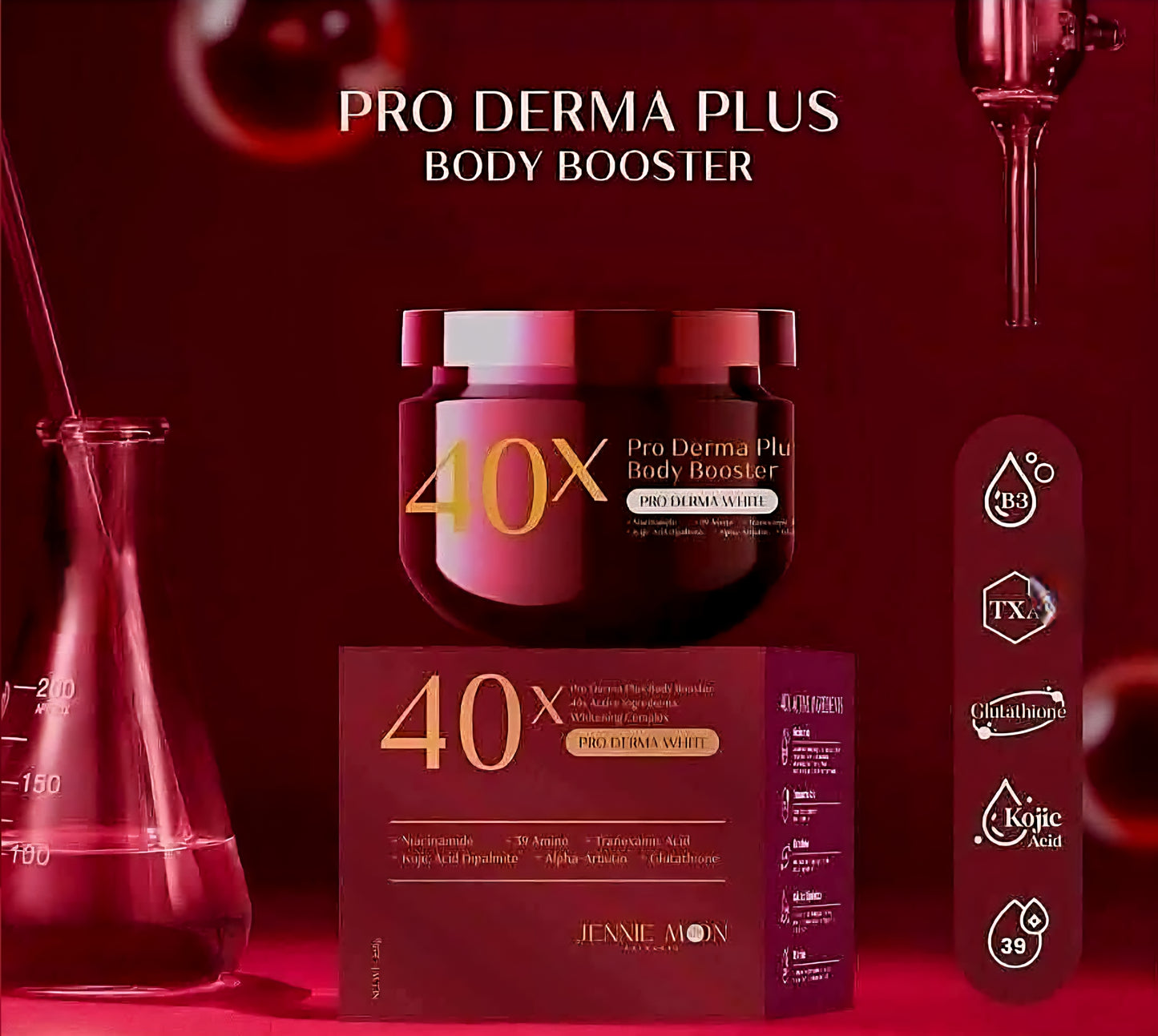 JENNIE MOON 40X Pro Derma Plus Body Booster Pro Derma White 250g AUTHENTIC THAILAND