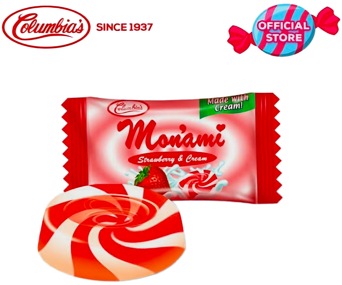 COLUMBIA MONAMI STRAWBERRY & CREAM CANDY 50-PCS
