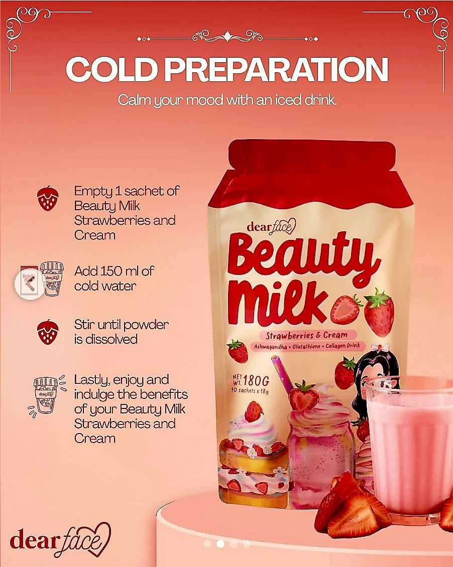 DearFace Beauty Milk STRAWBERRIES & CREAM 18g×10sachets