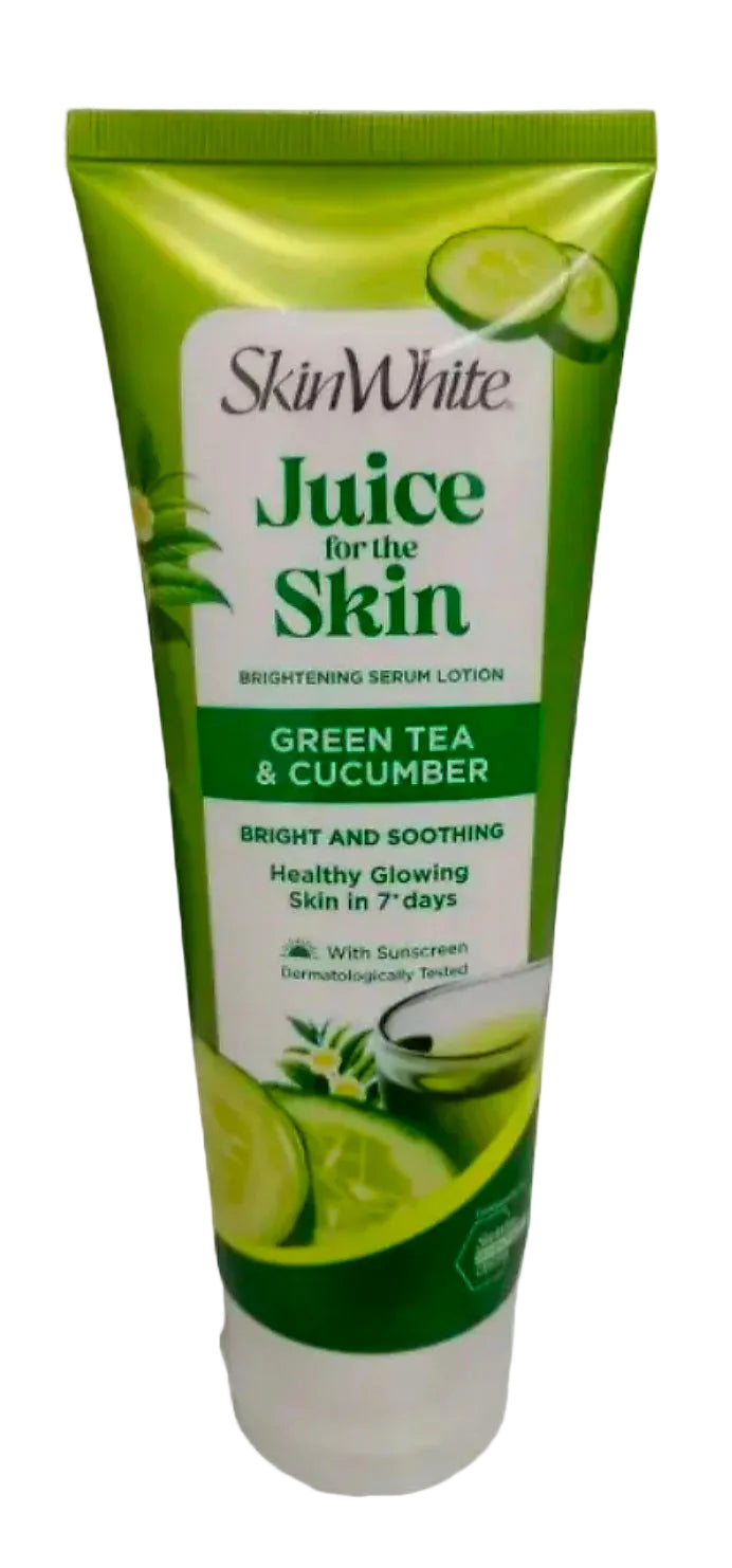 SkinWhite Juice For The Skin GREEN TEA & CUCUMBER Brightening Serum Lotion BRIGHT & SOOTHING 180ml (GREEN)