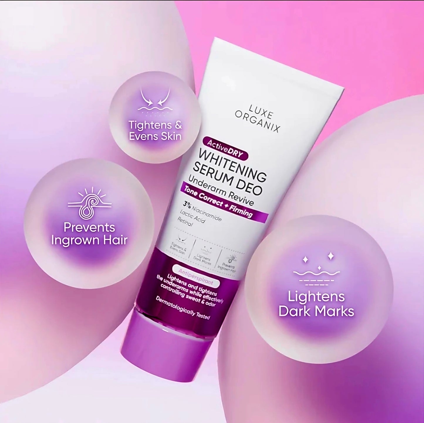 Luxe Organix WHITENING SERUM DEO Underarm Revive Tone Correct + Firming 50g