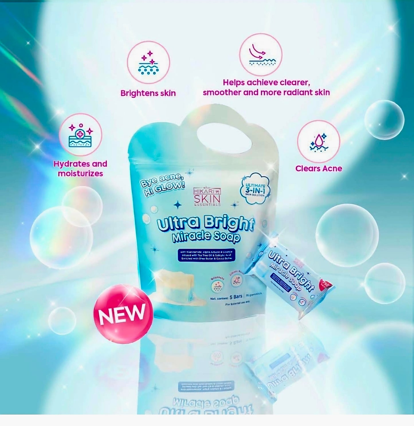 HIKARI ESSENTIALS Ultra Bright Miracle Soap 7g×5pcs BUNDLE PACK