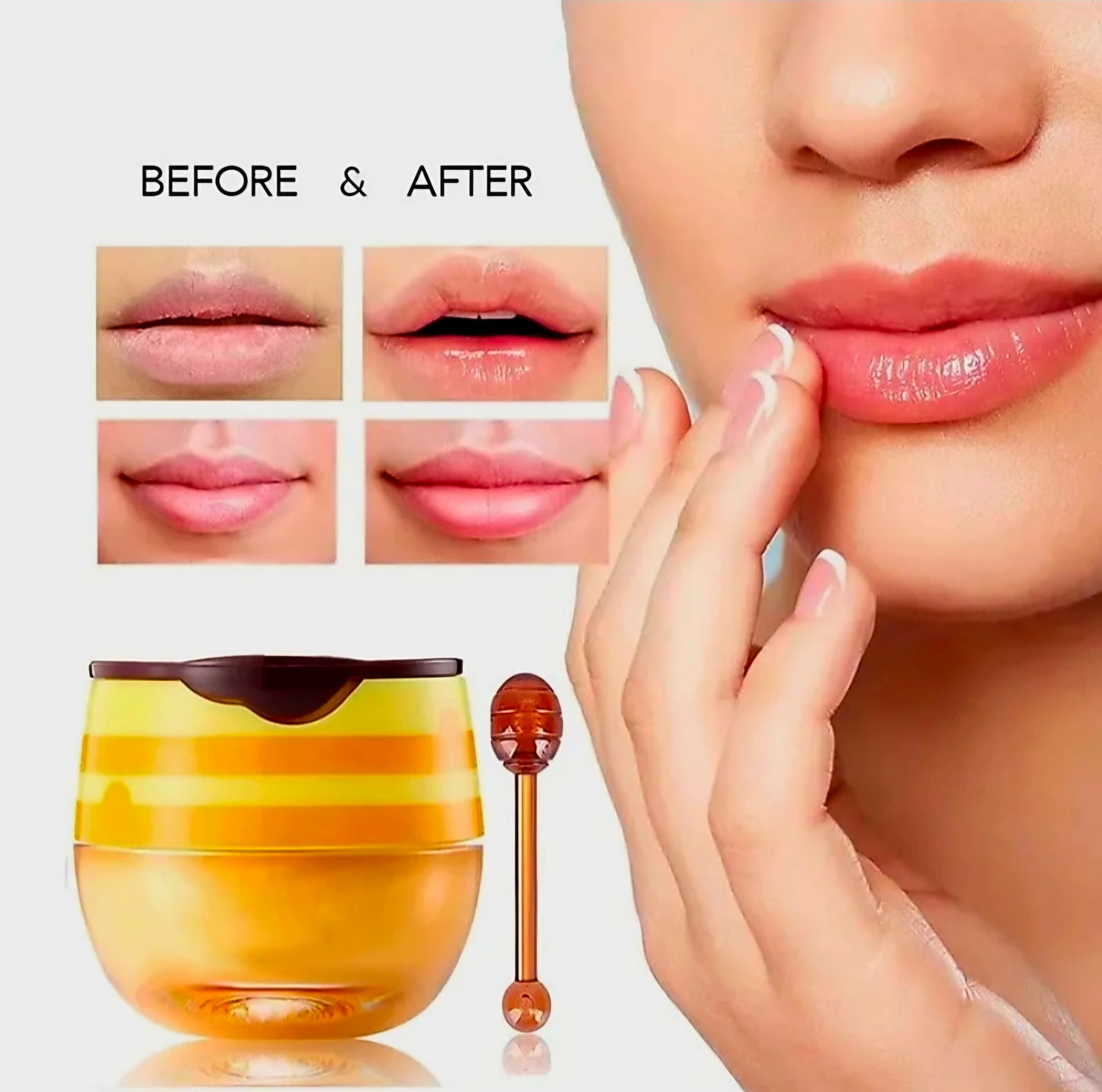 CC Glam & Beauty (CHERRY) Propolis Beewax LIP MASK in HONEYPOT with Hygienic Lip Applicator 5g