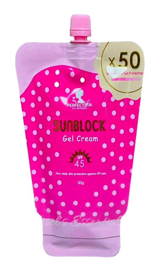 Perfect Skin SUNBLOCK GEL CREAM x50 Whitening & Sun Protection SPF45 50g (Resealable Cap)