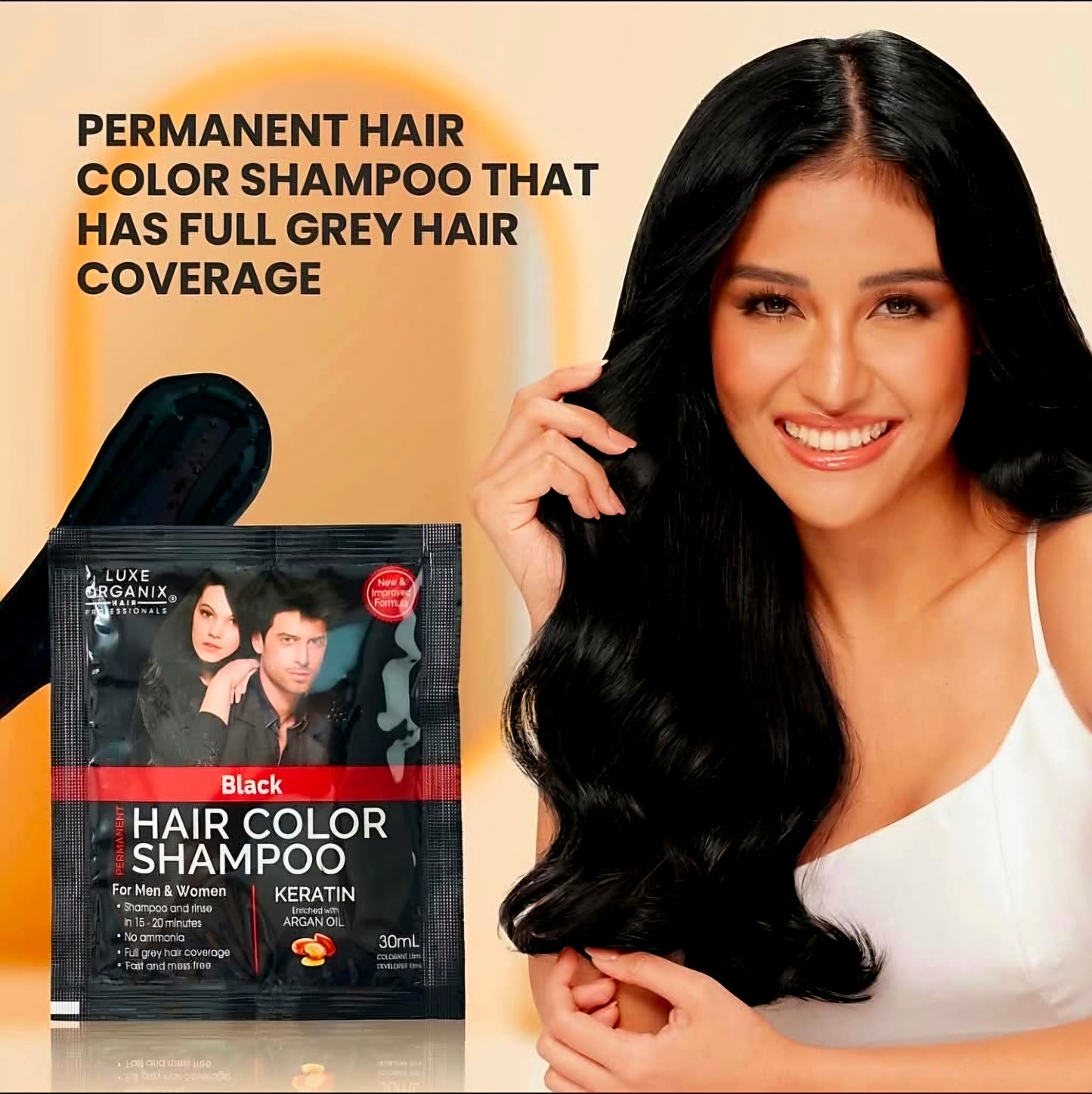 Luxe Organix HAIR COLOR SHAMPOO 30ml (BLACK)