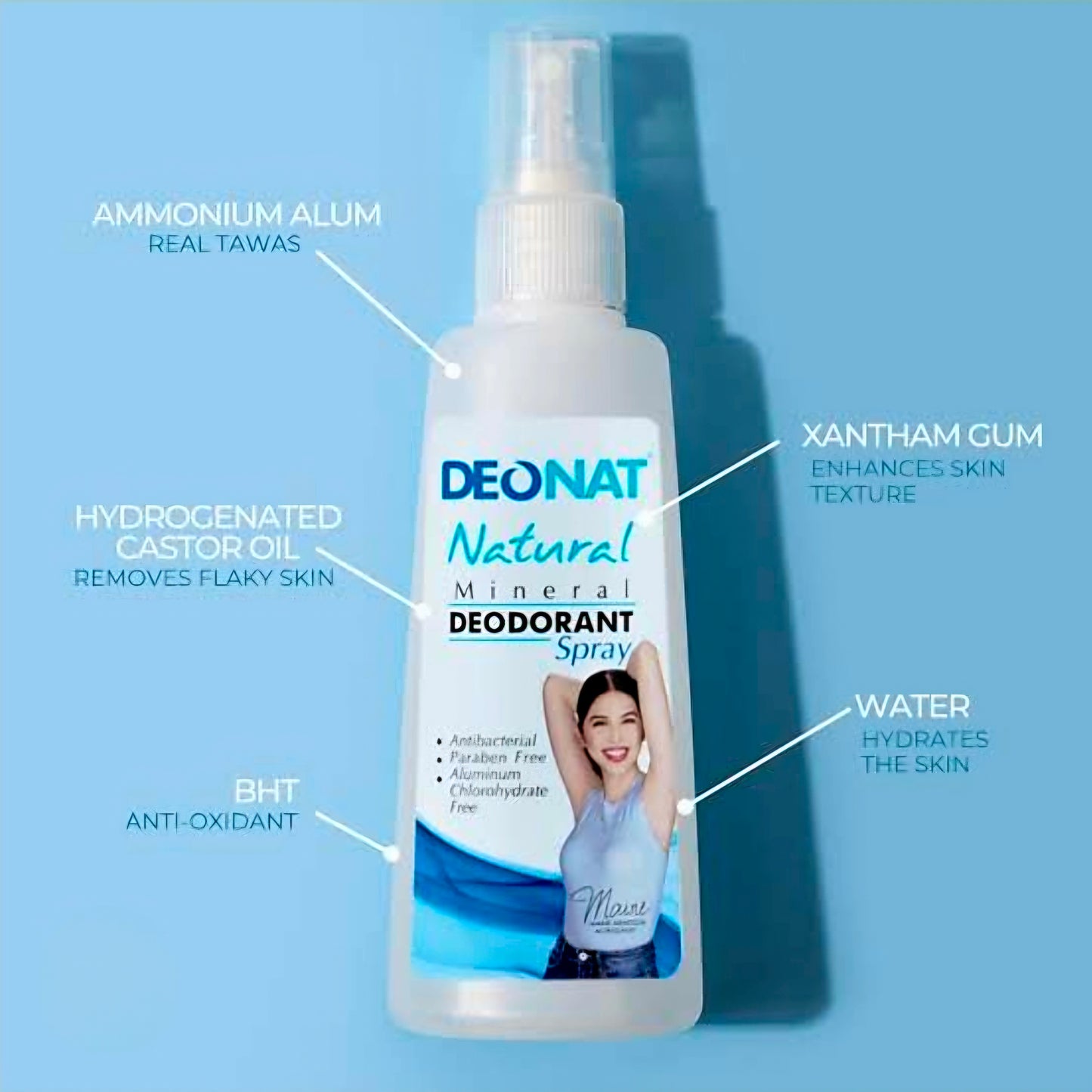 DEONAT NATURAL Mineral Deodorant Spray 100ml (BLUE) Thailand