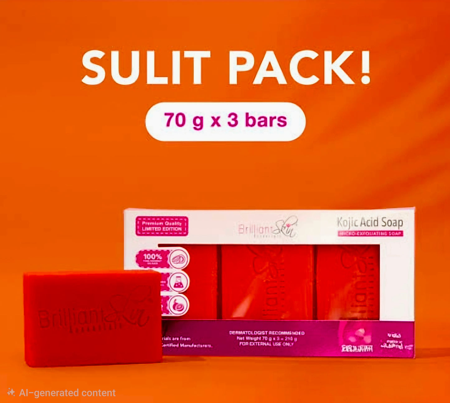 Brilliant Skin KOJIC ACID SOAP Trio-Pack 70g×3-pcs (LIMITED EDITION)