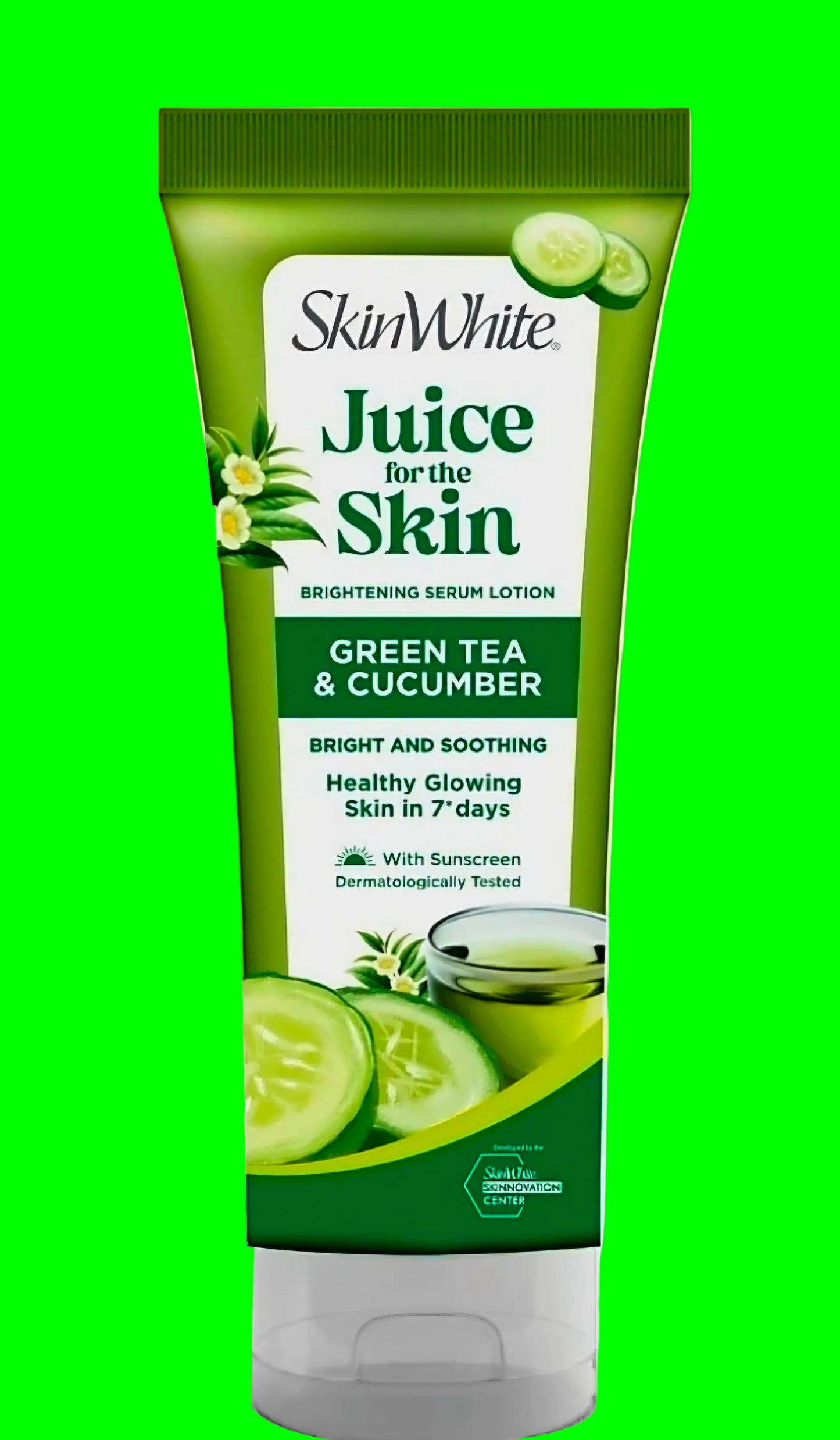 SkinWhite Juice For The Skin GREEN TEA & CUCUMBER Brightening Serum Lotion BRIGHT & SOOTHING 180ml (GREEN)
