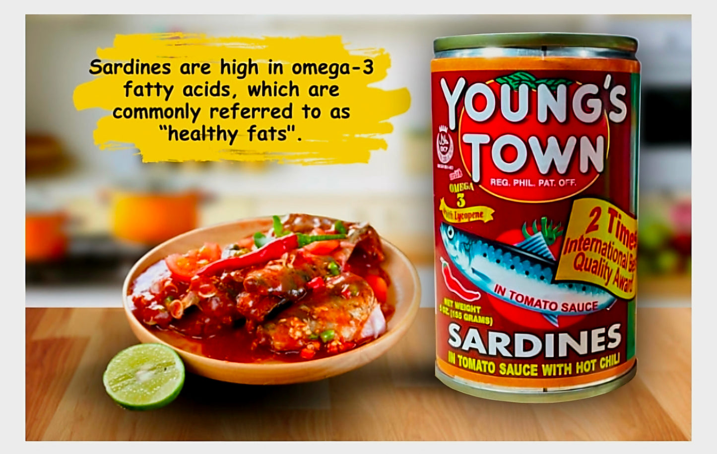 YOUNG'S TOWN Sardines in Tomato Sauce with HOT CHILI 155g