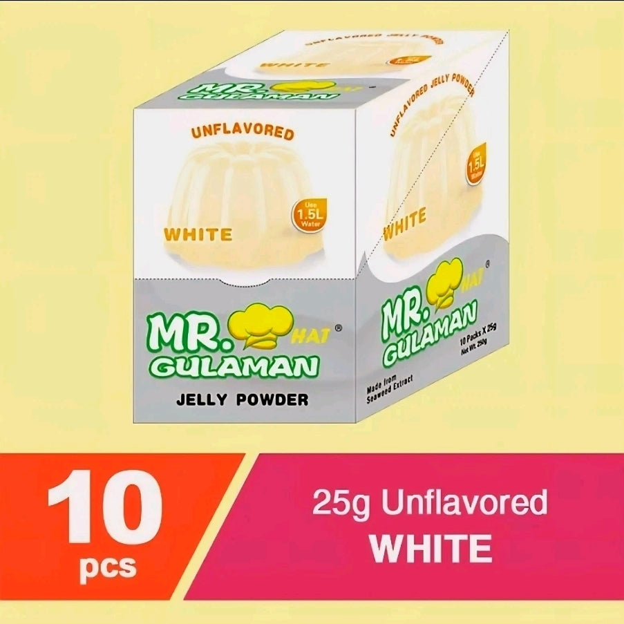 Mr. Hat UNFLAVORED WHITE GULAMAN 25g×10sachets (BOX)