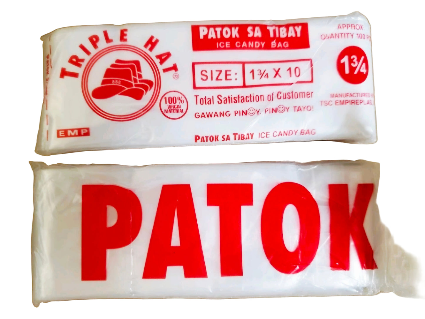 Triple Hat ICE CANDY BAG 100-sheets pack size: W: 1¾" x L: 10"
