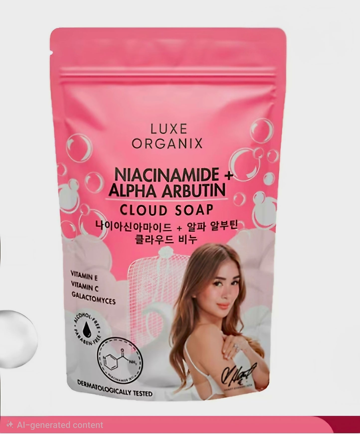 Luxe Organix NIACINAMIDE ALPHA ARBUTIN Cloud Soap (Foaming Net) 180g SINGLE PACK