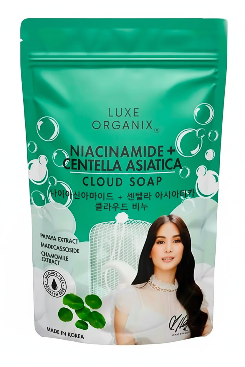 Luxe Organix NIACINAMIDE + CENTELLA ASIATICA  Cloud Soap (Foaming Net) 180g SINGLE PACK