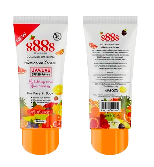 8888 Total Double Collagen Whitening SUNSCREEN CREAM UVA/UVB SPF50 PA+++ 80ml