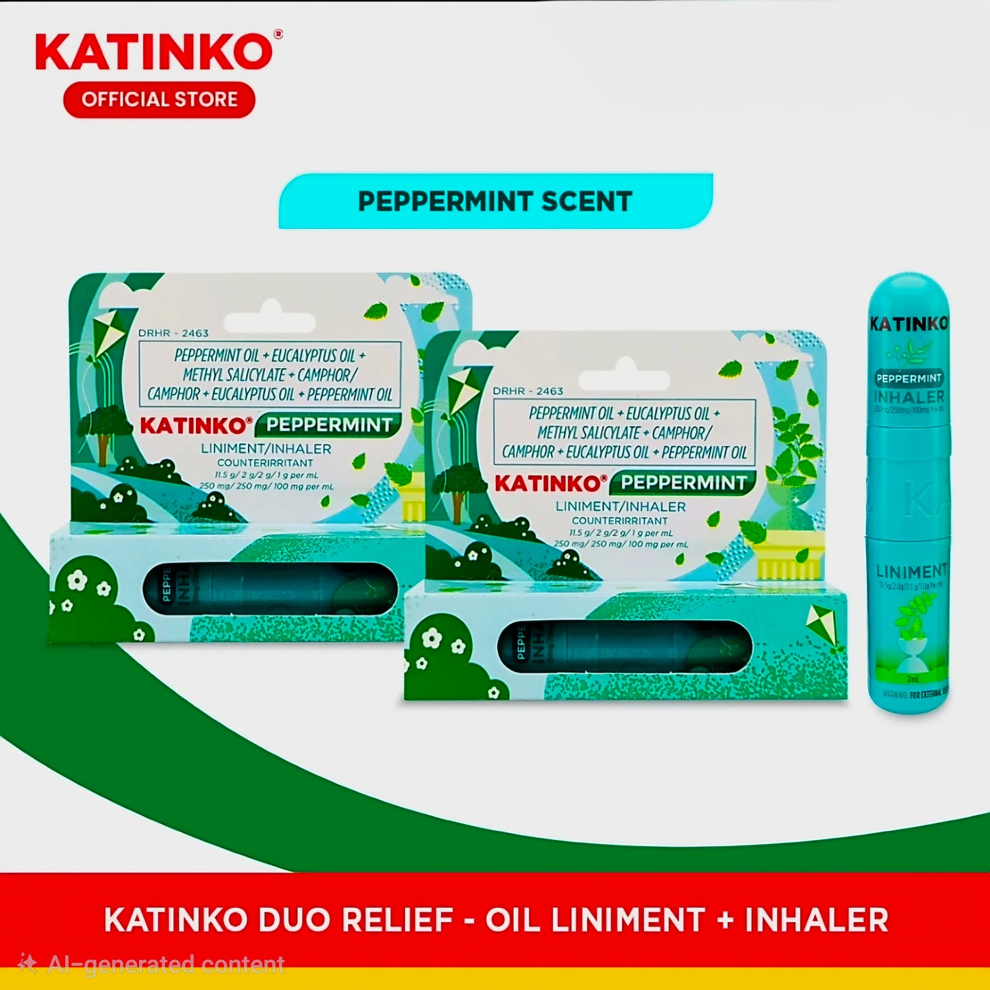 KATINKO PEPPERMINT DUO-RELIEF LINIMENT + INHALER IN ONE
