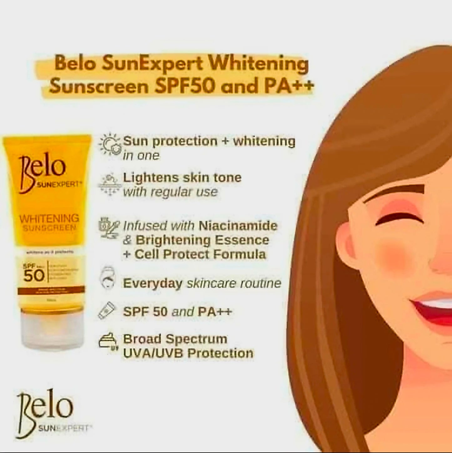 BELO Sunexpert WHITENING SUNSCREEN SPF50 PA++ 50ml