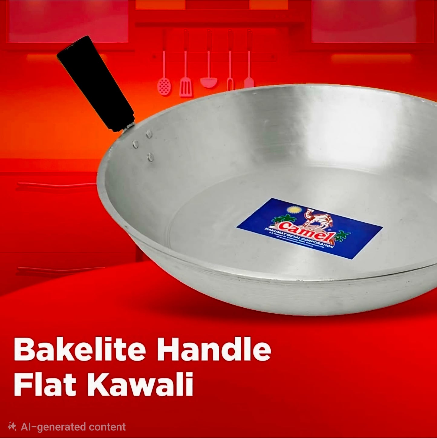 CAMEL BRAND Singe-handle FLAT KAWALI with Cover NO.5 (Small)