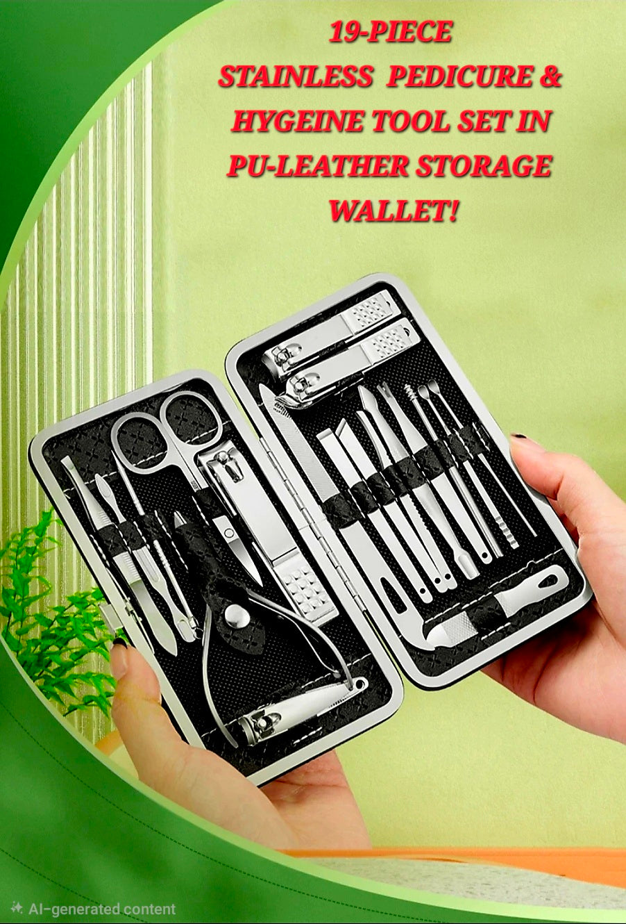 💲‼️EOFY-SALE‼️💲19-PCS COMPLETE PEDICURE TOOLS PU LEATHER ORGANIZER