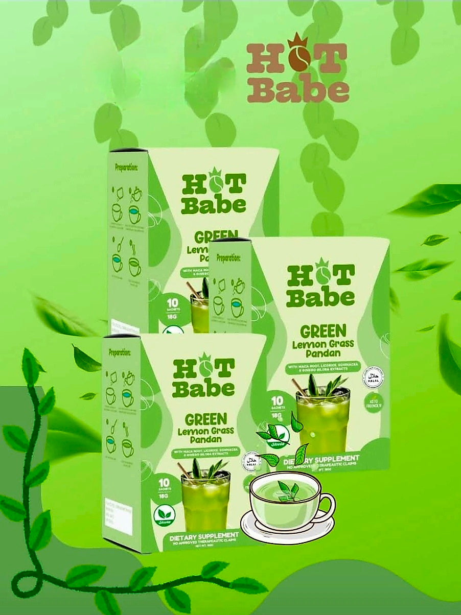 Hot Babe by Kiray Celis GREEN LEMON GRASS PANDAN TEA 18g×10sachets (GREEN  SERIES)