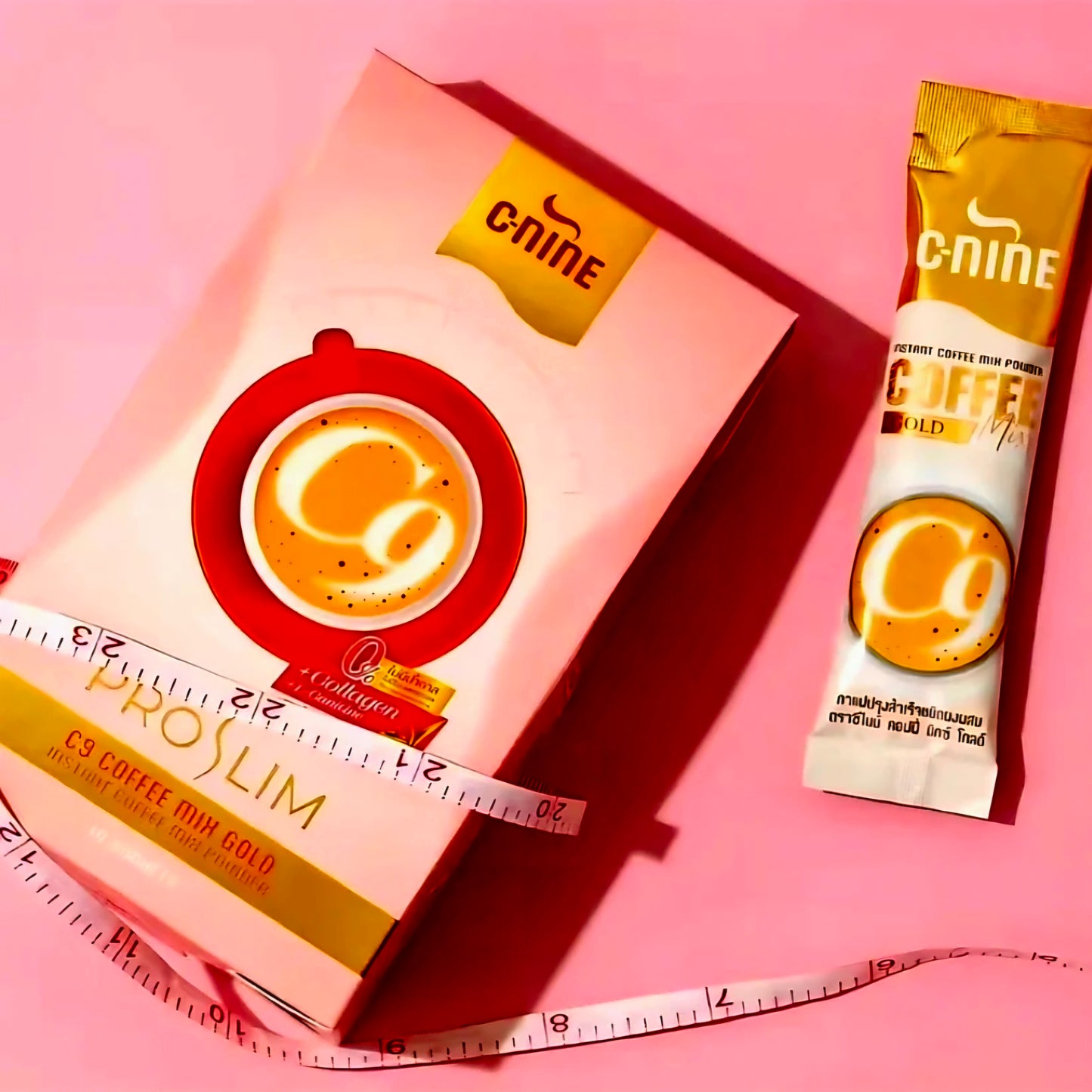 CNINE C9 Coffee Mix Gold PROSLIM Collagen + L-Carnitine 10-sachets AUTHENTIC THAILAND