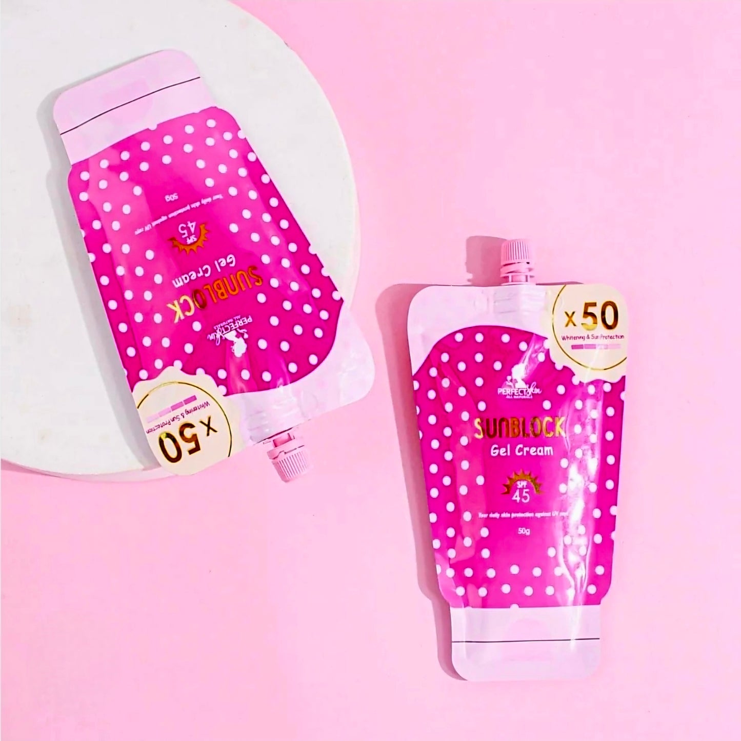 Perfect Skin SUNBLOCK GEL CREAM x50 Whitening & Sun Protection SPF45 50g (Resealable Cap)