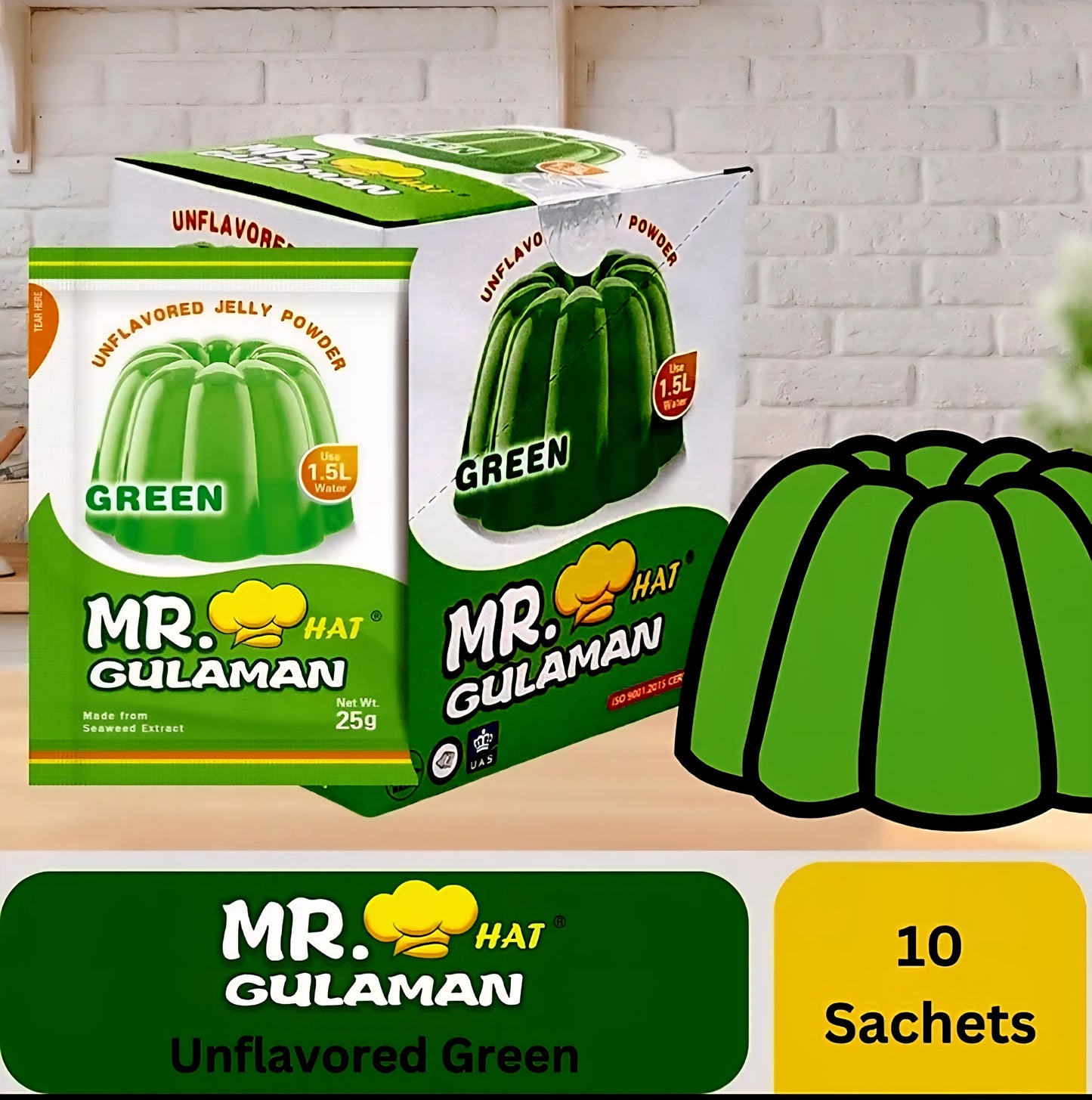 Mr. Hat UNFLAVORED GREEN GULAMAN 25g×10sachets (BOX)