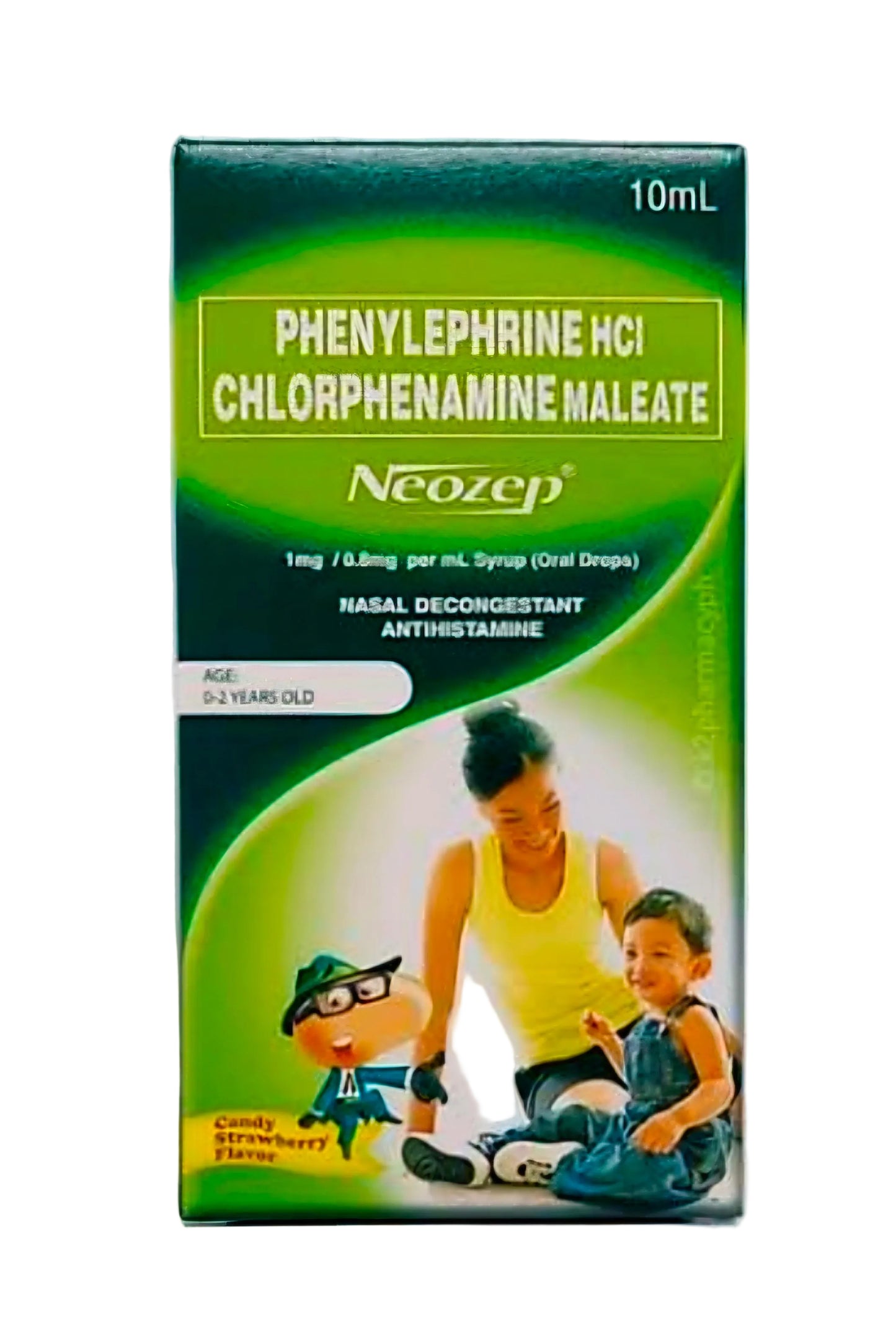 Neozep Nasal Decongestant ORAL DROPS 10ml for BABY (Ages 0-2 Years Old) Candy Strawberry Flavor