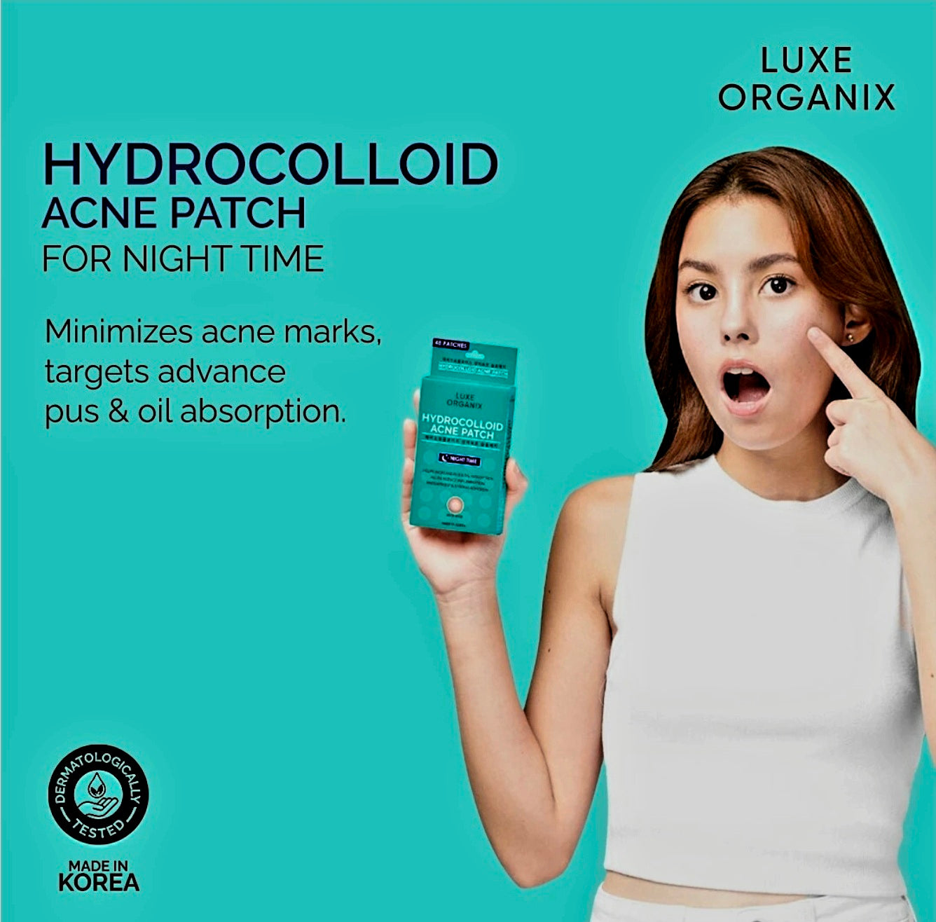 Luxe Organix HYDROCOLLOID ACNE PATCH (Night Time Use) 48-patches