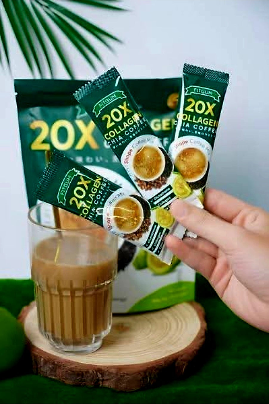 FITGUM 20X Collagen Chia Coffee 11-in-1 Shape Coffee Mix 12g×10sachets