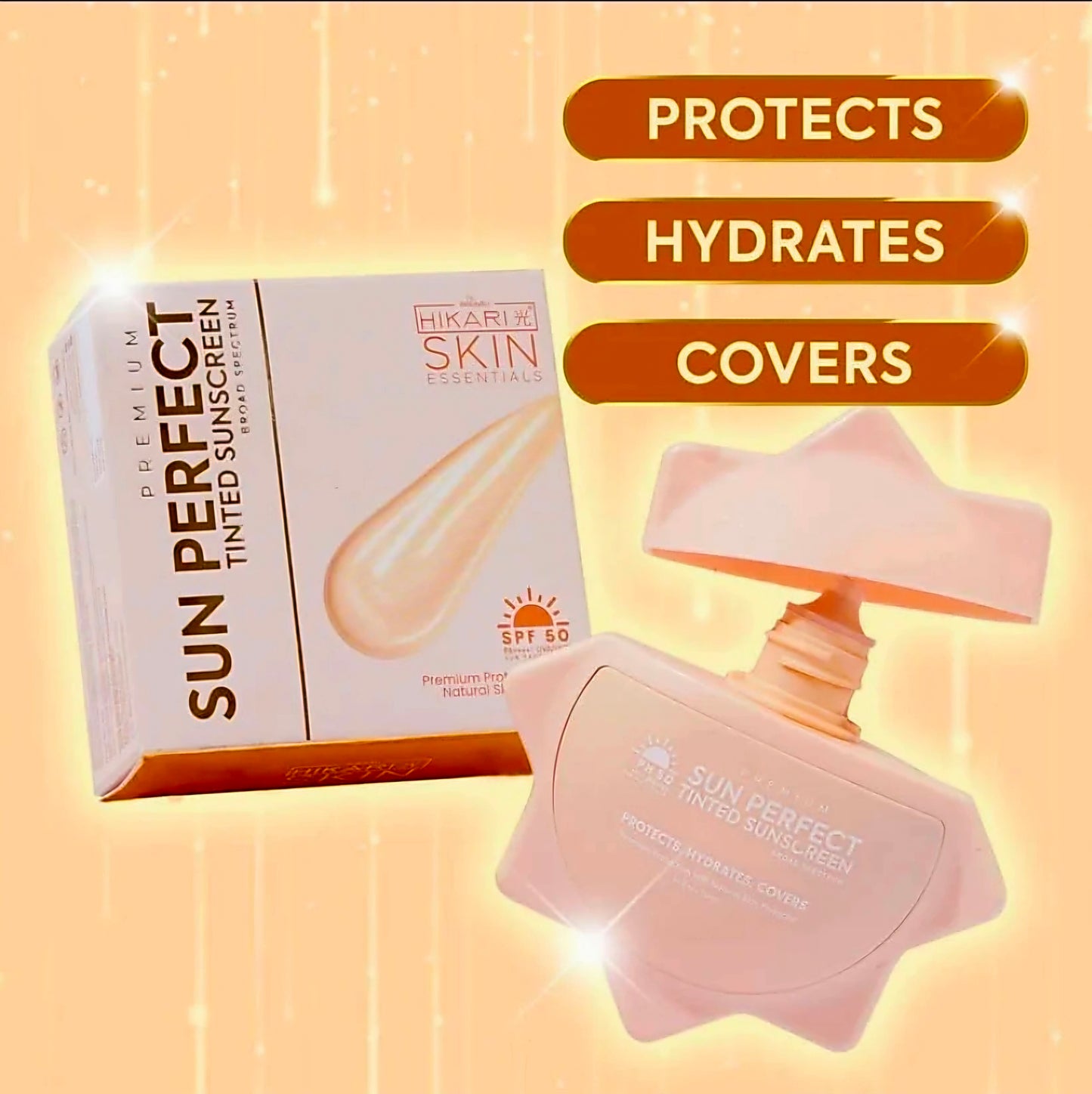 HIKARI Skin Essentials Premium SUN PERFECT Tinted Sunscreen SPF50 50ml