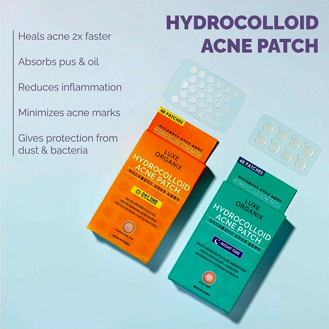 Luxe Organix HYDROCOLLOID ACNE PATCH (Daytime Use) 48-patches