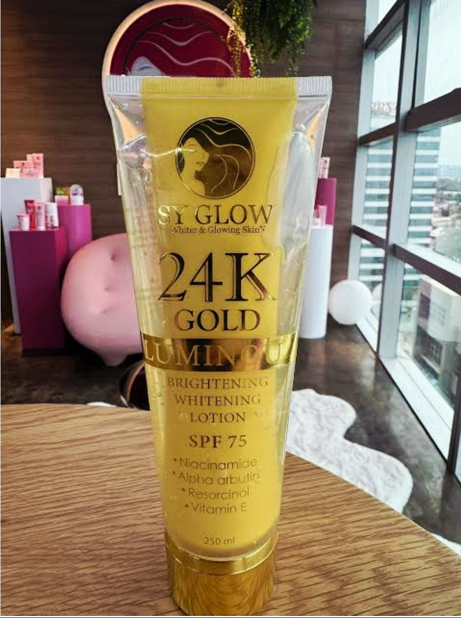 SY GLOW 24K GOLD LUMINOUS Brightening Whitening Lotion SPF75 250ml