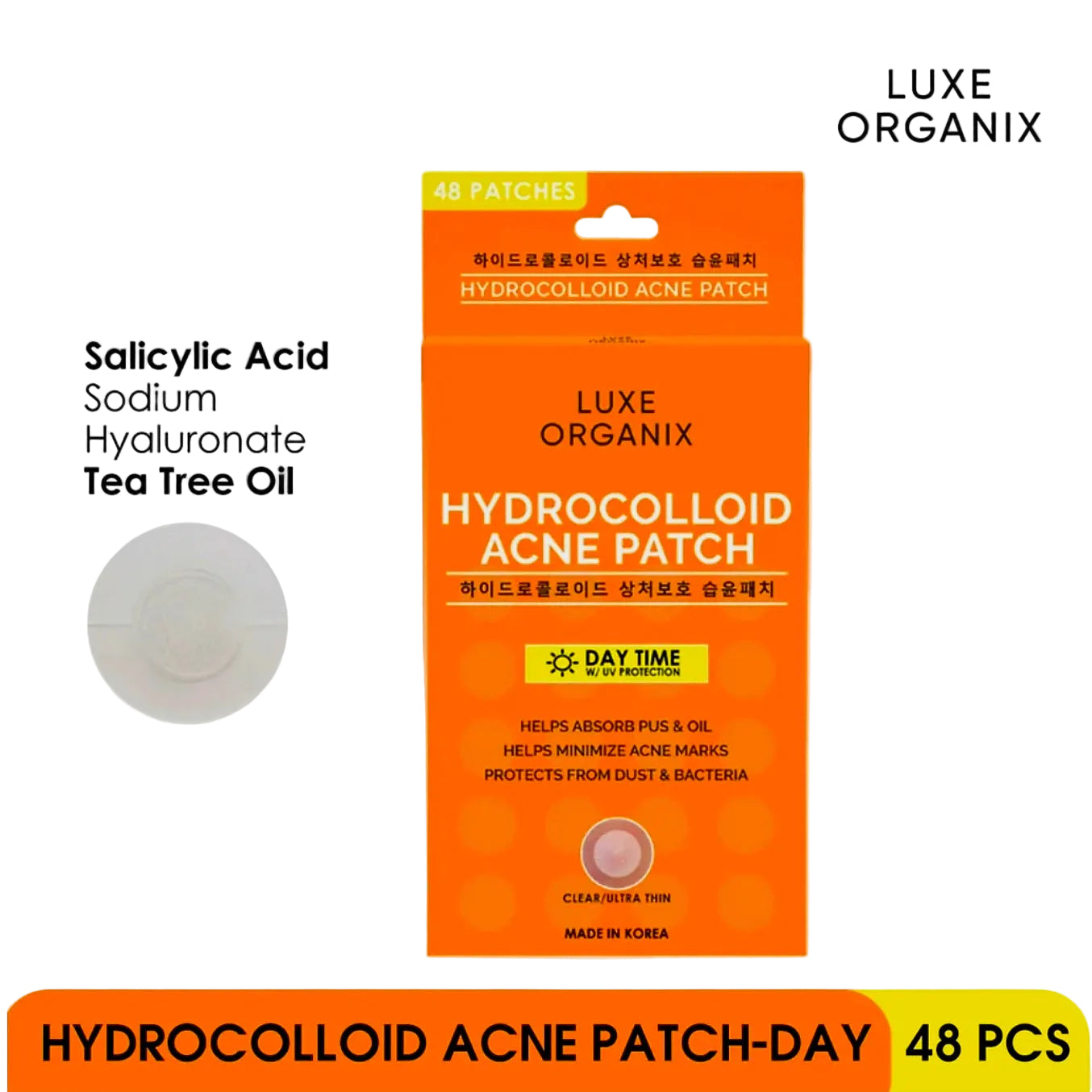 Luxe Organix HYDROCOLLOID ACNE PATCH (Daytime Use) 48-patches