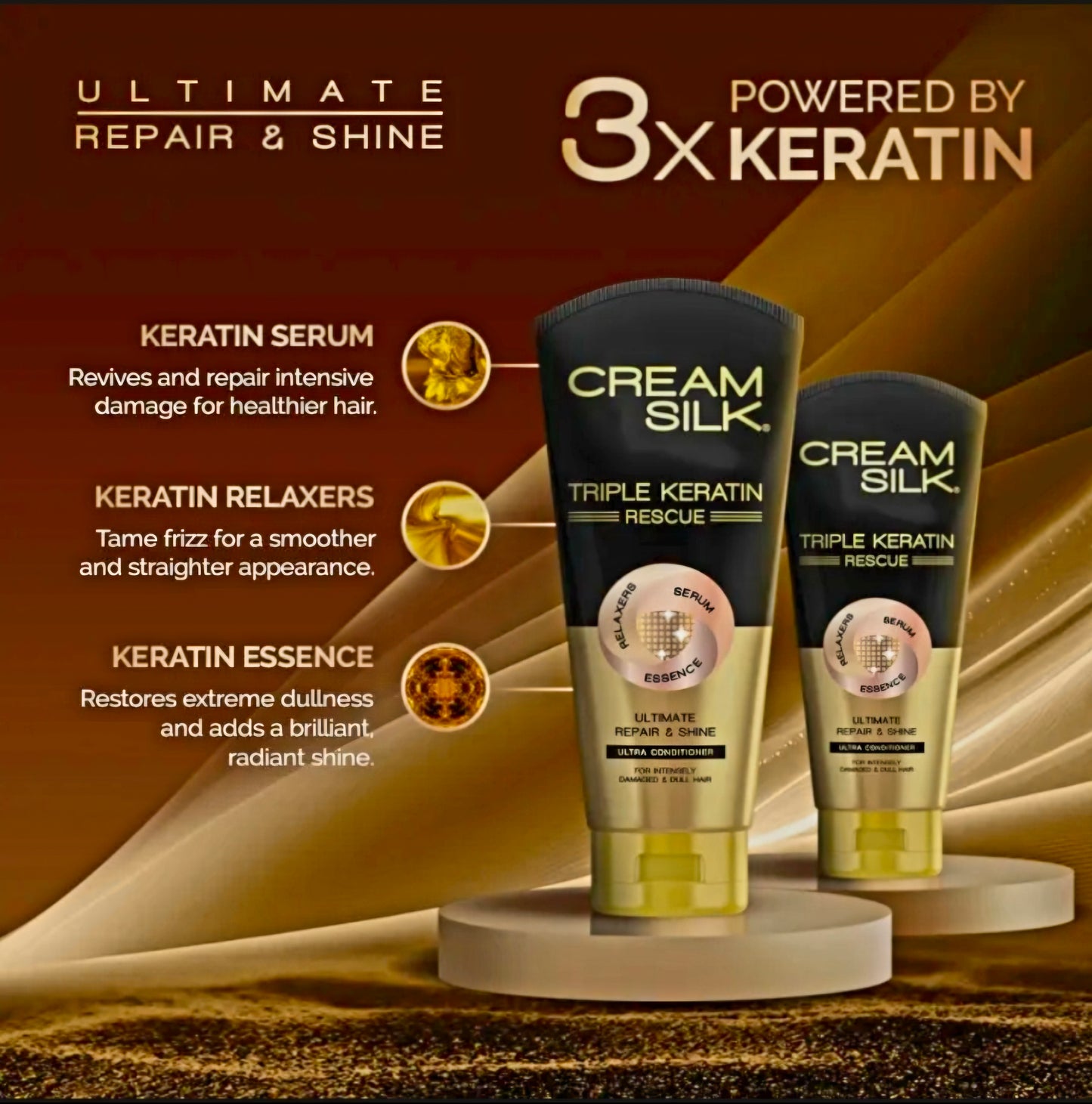 Cream Silk TRIPLE KERATIN RESCUE Ultimate Repair & Shine 340ml LARGE