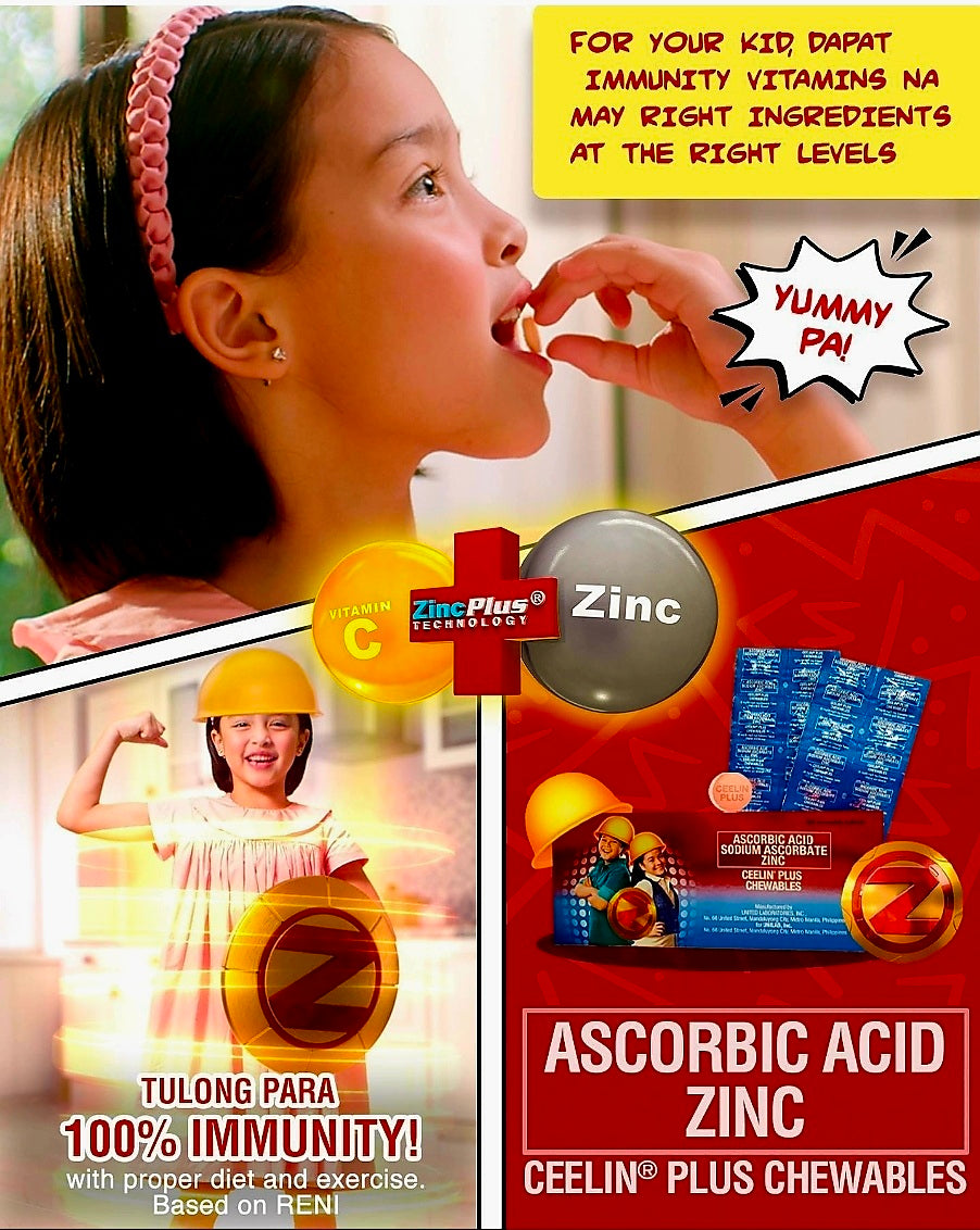 CEELIN PLUS Chewables Ascorbic Acid + Zinc 10-tablets Covenient Pack