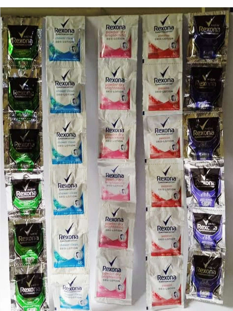 REXONA Women POWDER DRY + BRIGHTENING DEO-LOTION 3ml×12sachets Hanger (TRAVEL SIZE)