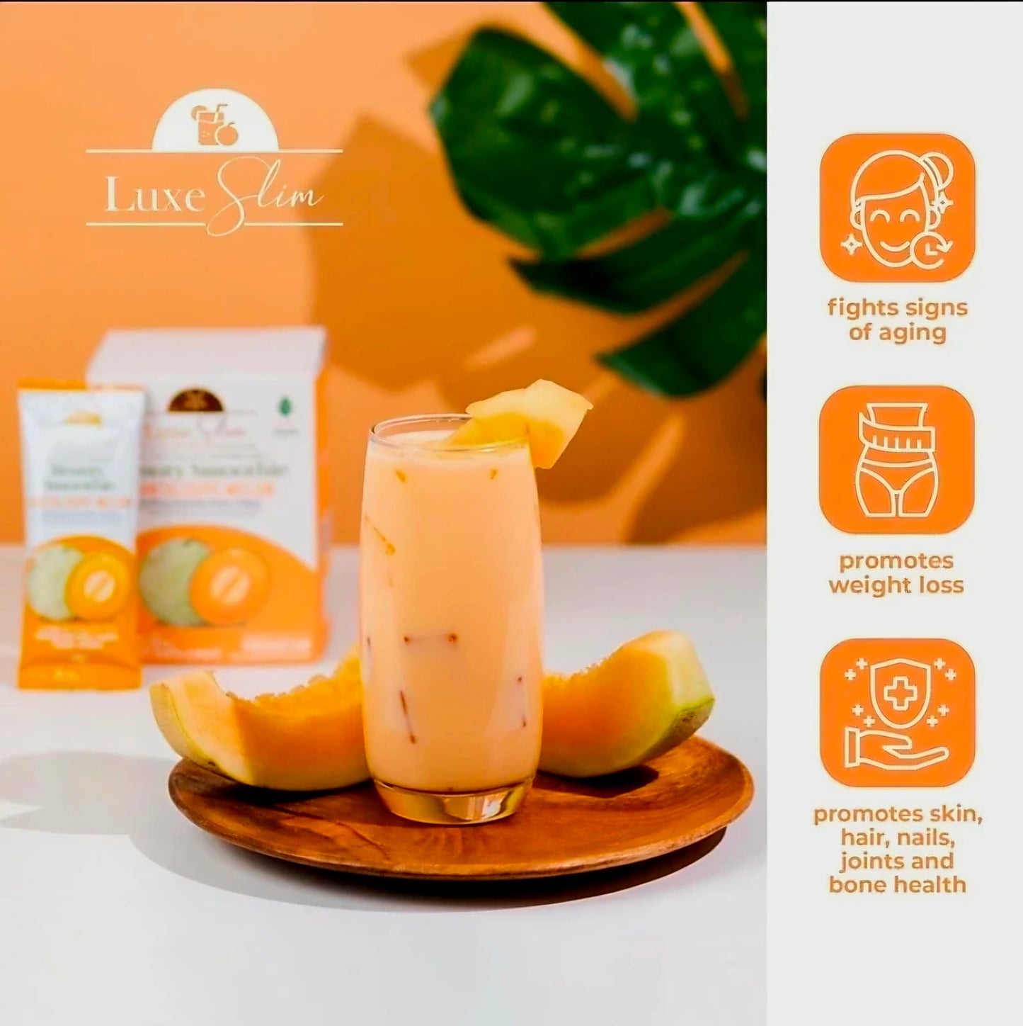 Luxe Slim Beauty Smoothie CANTALOUPE MELON 21g x 8-sachets Herbal Drink Mix