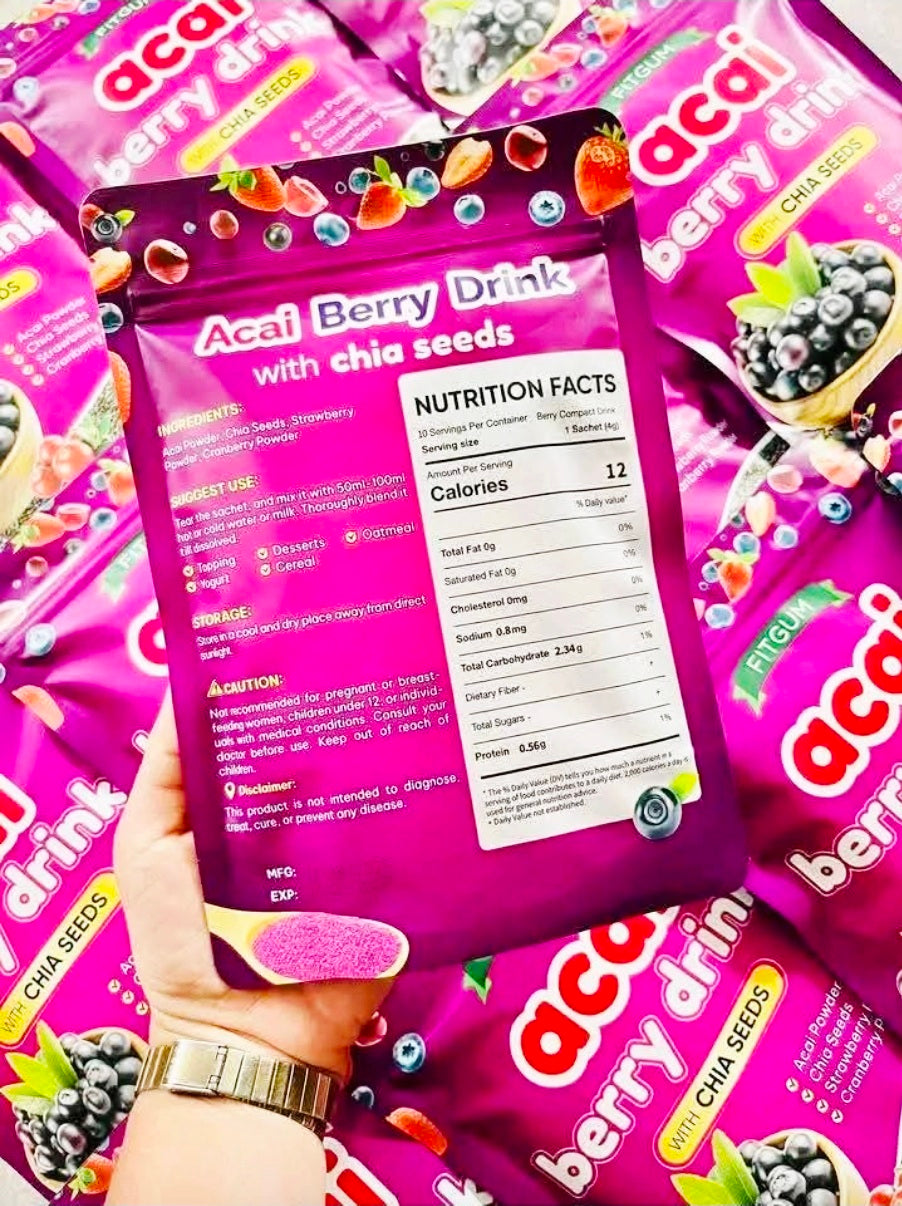 FITGUM ACAI BERRY DRINK W/CHIA 4Gx10