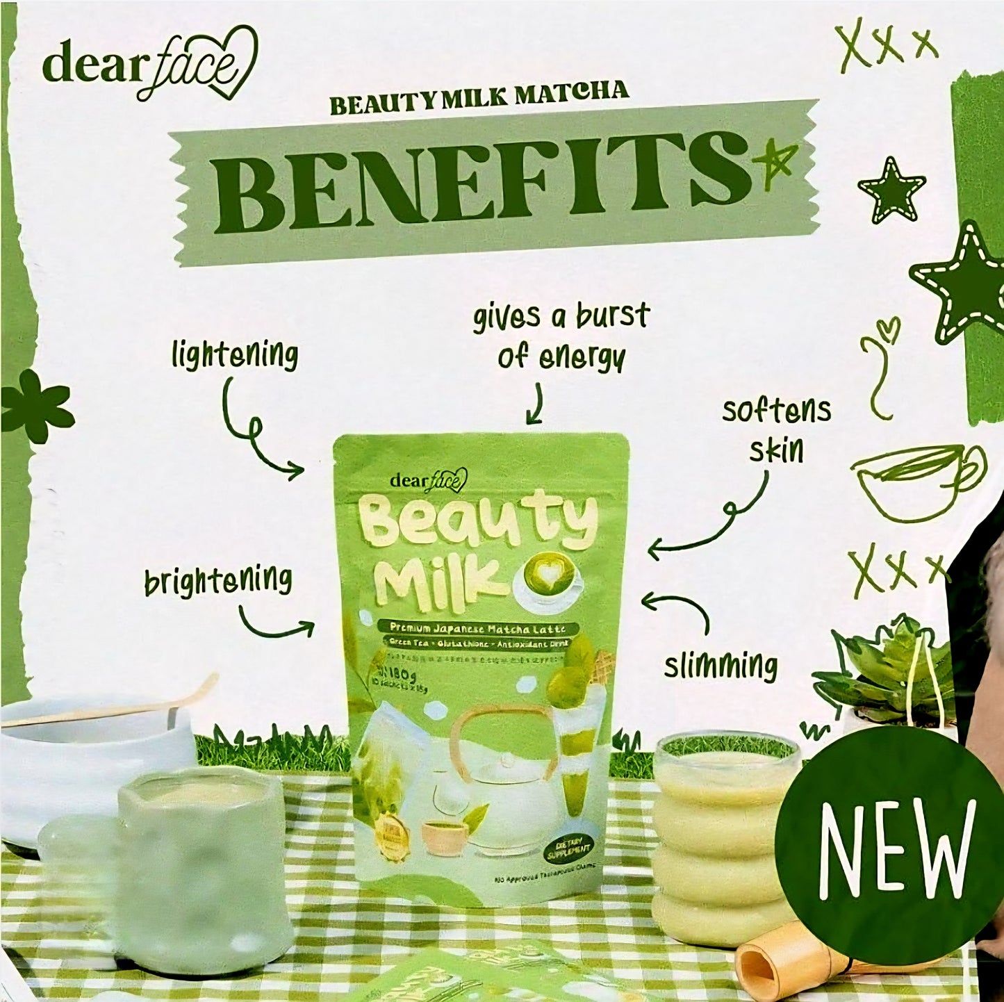 DF Premium Japanese MATCHA LATTE  18g×10sachets Gluta+Antioxidant Drink