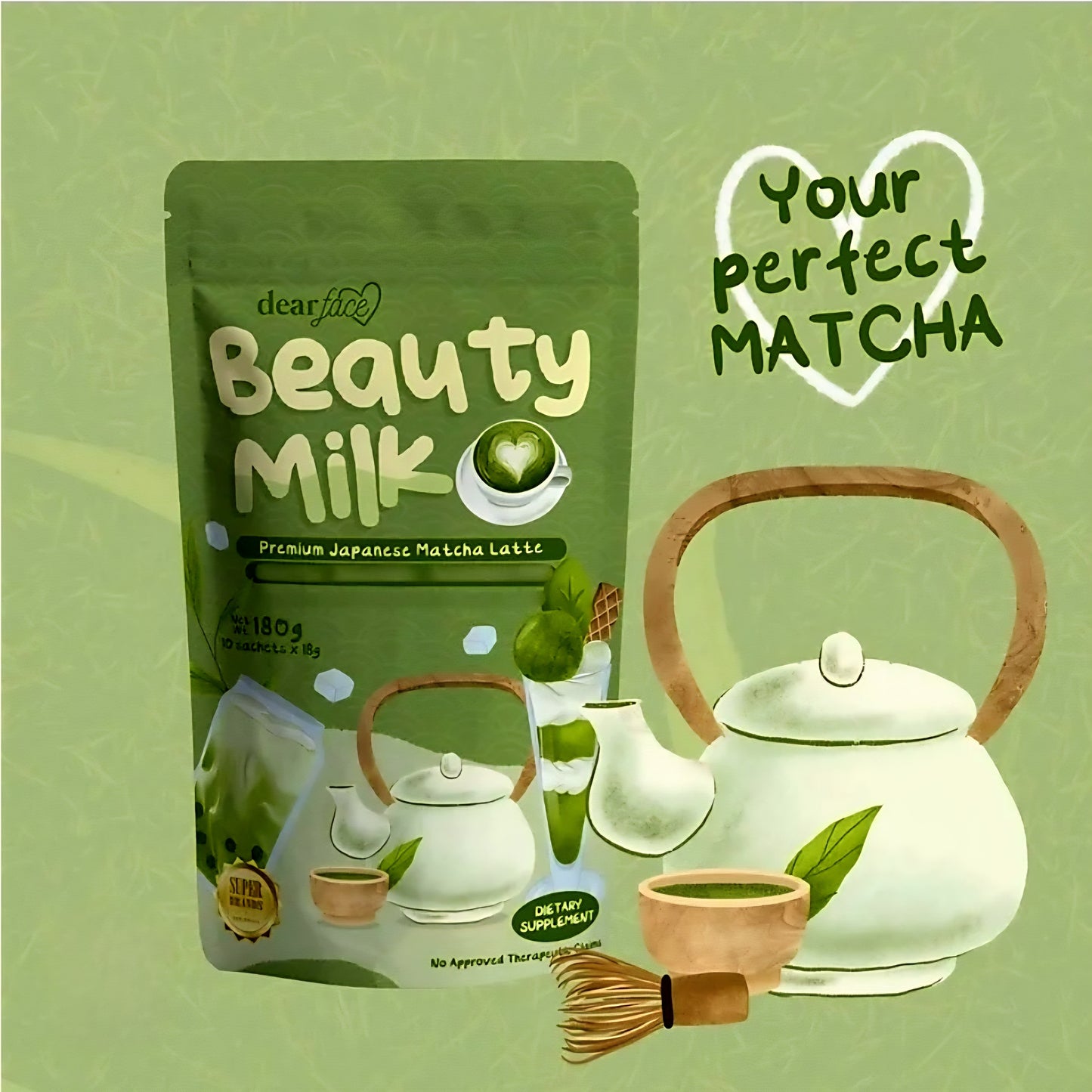 DF Premium Japanese MATCHA LATTE  18g×10sachets Gluta+Antioxidant Drink