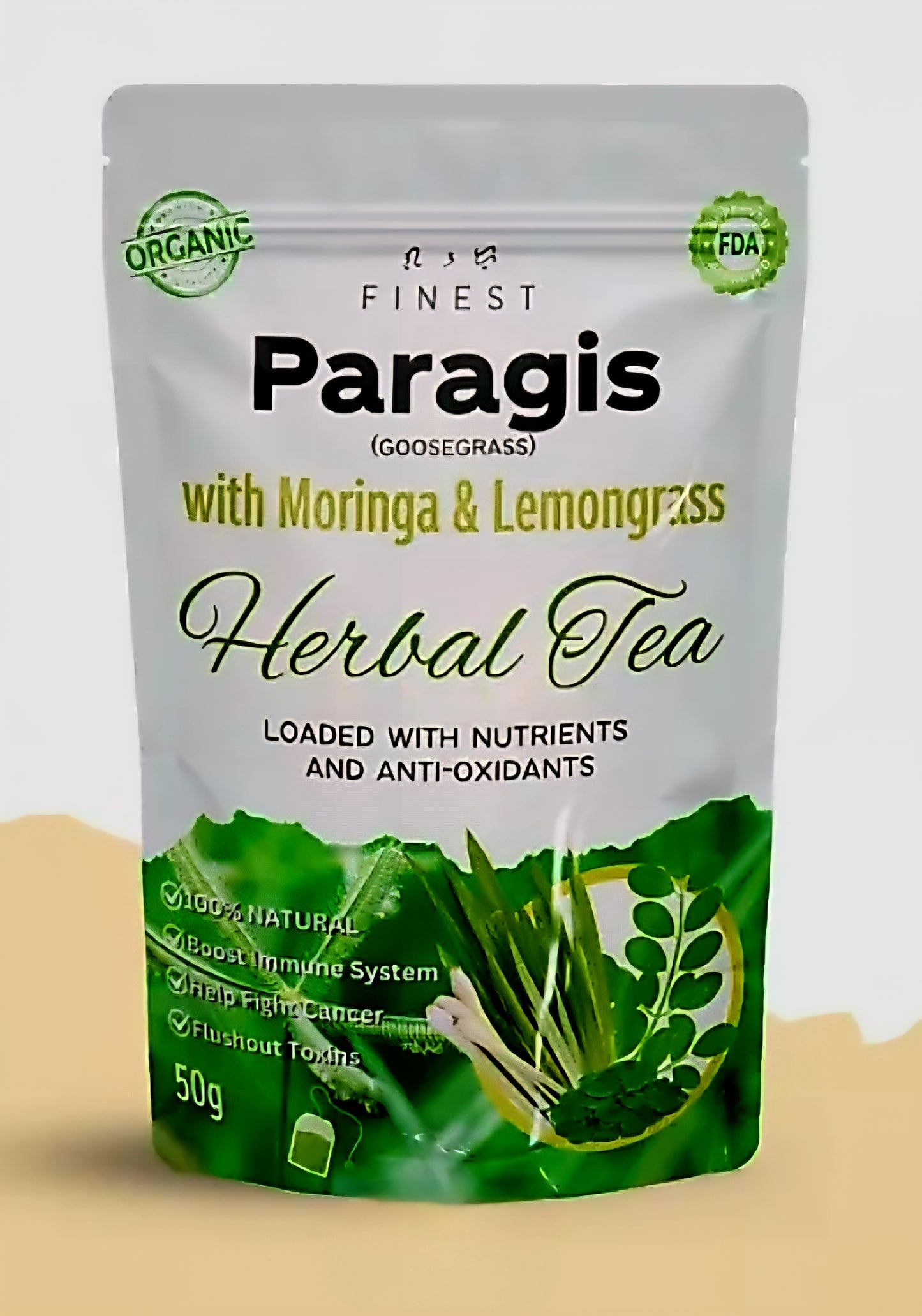 Finest PARAGIS (Goosegrass) 3in1 Herbal Tea with Moringa & Lemongrass 50g (Teabags)