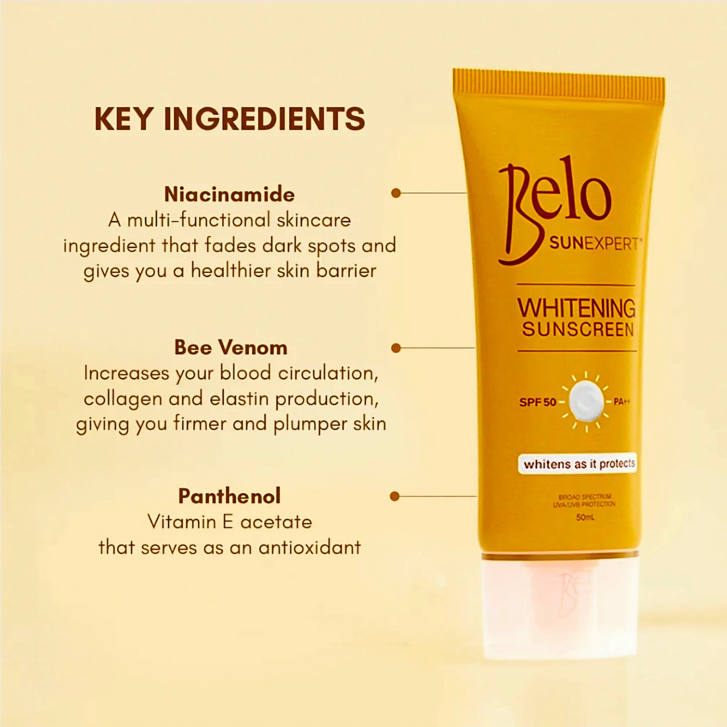 BELO Sunexpert WHITENING SUNSCREEN SPF50 PA++ 50ml