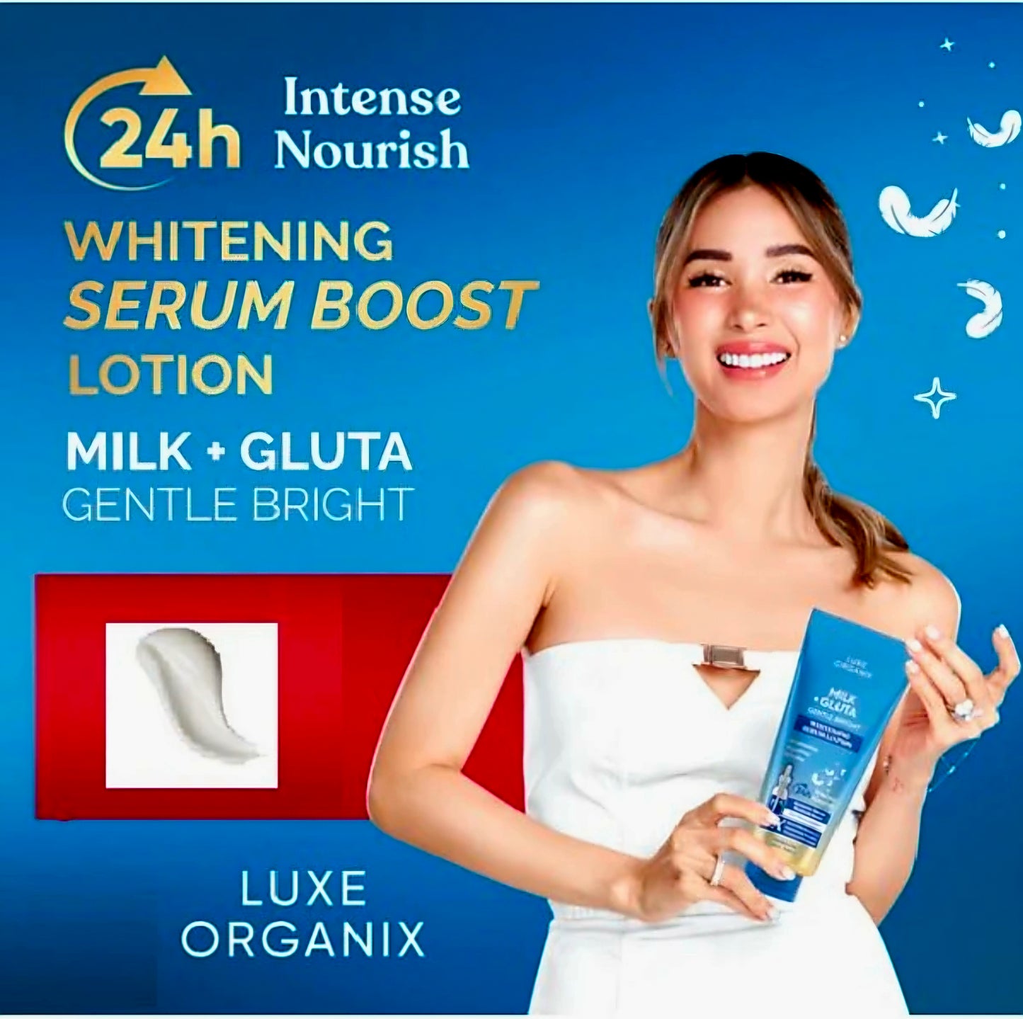 Luxe Organix MILK + GLUTATHIONE Youthful Gentle Bright Whitening Serum Lotion 350ml