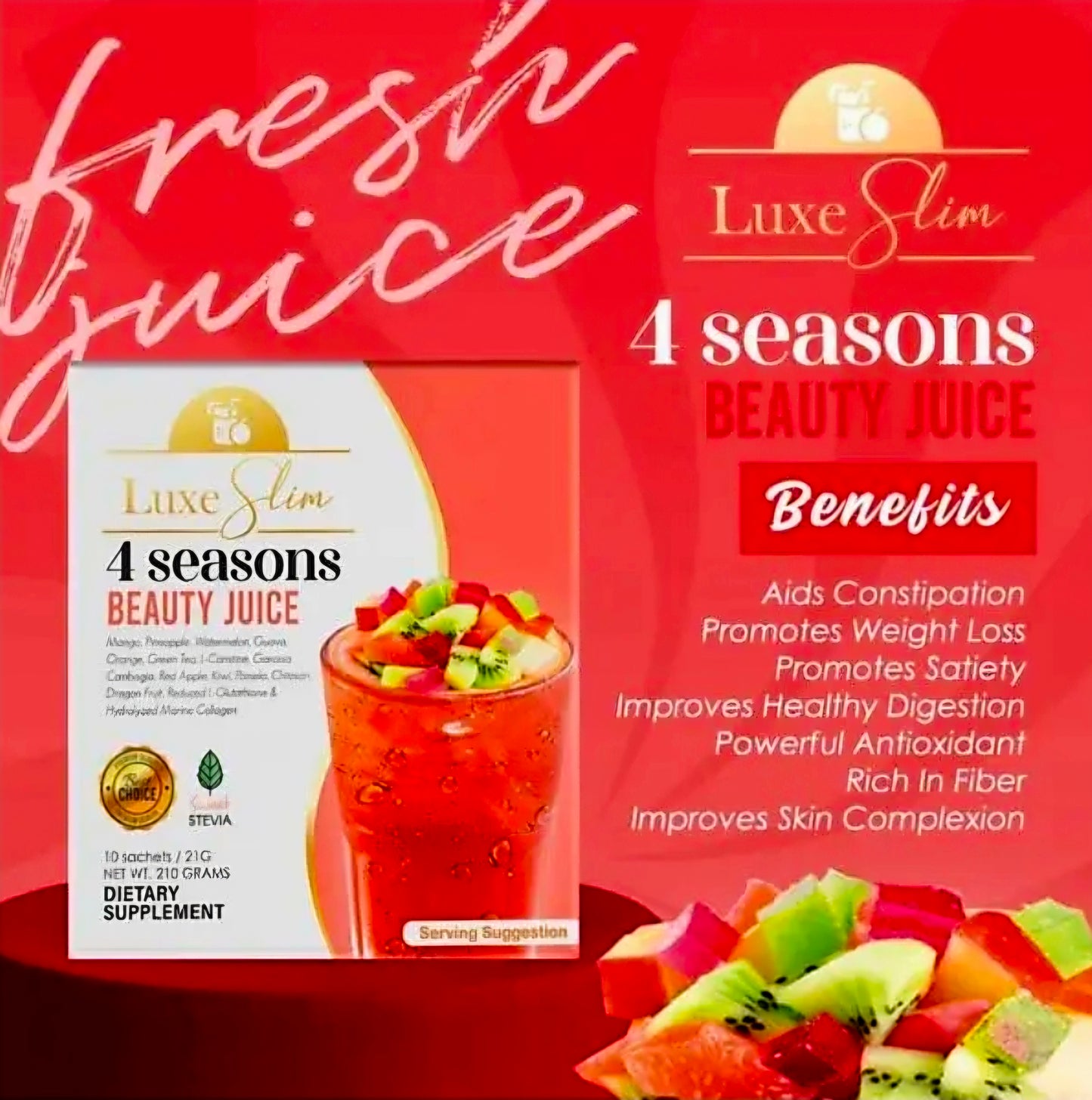 Luxe Slim 4-SEASONS BEAUTY Juice 21g × 8-sachets Herbal Drink Mix
