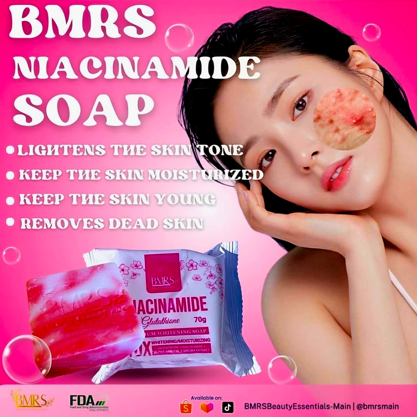 BMRS Niacinamide with Glutathione Premium Whitening Soap 70g