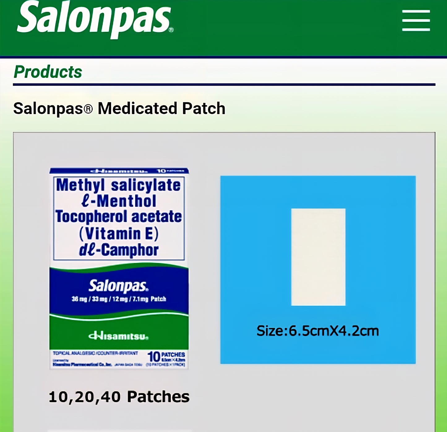 SALONPAS Topical  Patches 10patches