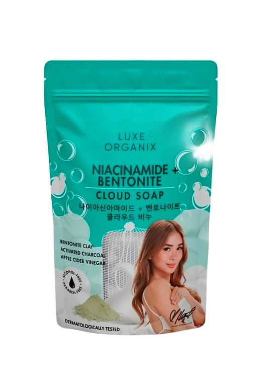 Luxe Organix NIACINAMIDE + BENTONITE Cloud Soap (Foaming Net) 180g SINGLE PACK