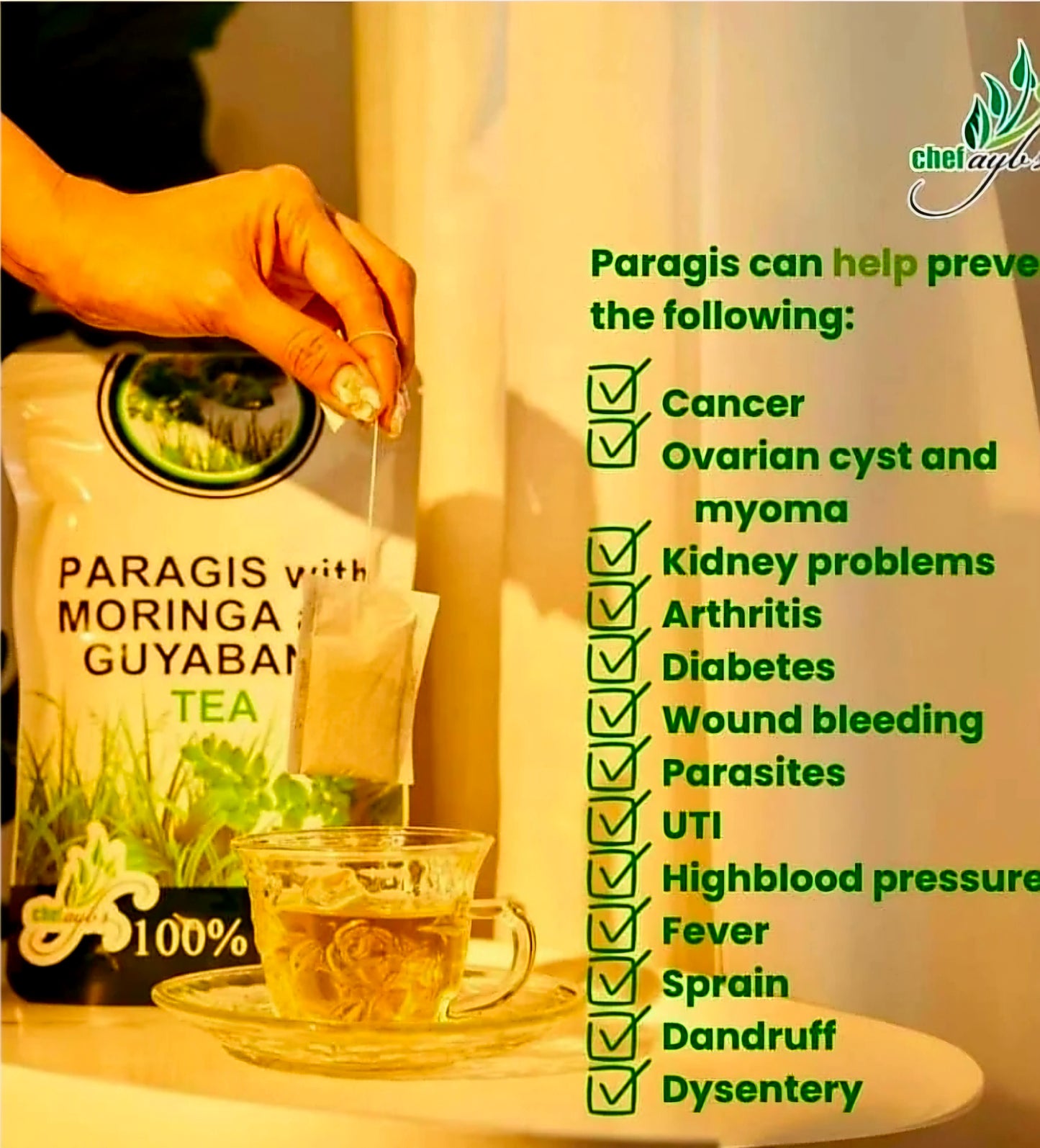 Chef Aybs PARAGIS with MORINGA & GUYABANO 20-Teabags